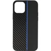 Tel Protect CARBON dėklas skirtas Apple iPhone 12 Pro Max juodos spalvos with mėlynos spalvos stripe