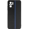 Tel Protect CARBON dėklas skirtas Xiaomi Redmi Note 10/Note 10S/Poco M5S juodos spalvos with mėlynos spalvos stripe