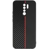 Tel Protect CARBON dėklas skirtas Xiaomi Redmi 9 juodos spalvos with red stripe