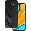 Tel Protect CARBON dėklas skirtas Xiaomi Redmi 9 juodos spalvos with mėlynos spalvos stripe