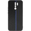 Tel Protect CARBON dėklas skirtas Xiaomi Redmi 9 juodos spalvos with mėlynos spalvos stripe