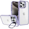 Tel Protect Kickstand dėklas + apsauginis stiklas kamerai (lens) skirtas Apple iPhone 15 Pro light violetinės spalvos