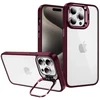„Tel Protect“ dėklas su atlošu ir kameros stikliuku (objektyvu) Apple iPhone 15 Pro bordo spalvos
