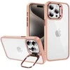 Tel Protect Kickstand dėklas + apsauginis stiklas kamerai (lens) skirtas Apple iPhone 15 Pro Max light rožinės spalvos