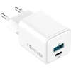 Forever TC-08-20AC GaN PD QC įkroviklis 1x USB-C 1x USB 20W baltas