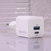 Telforceone Forever TC-08-30AC GaN PD QC charger 1x USB-C 1x USB 30W baltos spalvos