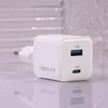 Telforceone Forever TC-08-45AC GaN PD QC charger 1x USB-C 1x USB 45W baltos spalvos