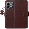 TFO Išmanusis „Luxe“ odinis dėklas, skirtas Honor 600 Lite, rudas