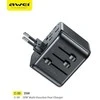 Tinklo įkroviklis 35W 4in1 2xUSB+3xUSB-C AWEI C-39 US/AU/EU/UK Univesal Travel GaN Charger juodos spalvos