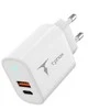 Tinklo įkroviklis 45W USB + USB-C T-PHOX GLORY baltos spalvos