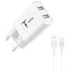 ŁAD SIEC T-PHOX POCKET SERIES 2xUSB TCC-224 12W + LAIDAS USB-C baltos spalvos