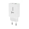 SIENINIS ĮKROVIKLIS T-PHOX SPEEDY USB-C 20W + USB 18W QC 3.0 Baltas
