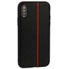 Topt MOTO CARBON Samsung Galaxy A6 Plus 2018 dėklas telefonui juodos spalvos su raudona virvele
