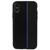 Topt MOTO CARBON Samsung Galaxy A6 Plus 2018 dėklas telefonui juodos spalvos su dėklas telefonui mėlynos spalvos virvele