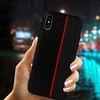 Topt MOTO CARBON Samsung Galaxy A6 Plus 2018 dėklas telefonui juodos spalvos su raudona virvele