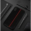 Topt MOTO CARBON Samsung Galaxy A6 Plus 2018 dėklas telefonui juodos spalvos su raudona virvele