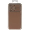 Topt Soft Silicone Lens dėklas skirtas Apple iPhone 13 Pro Max rudos spalvos