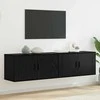 TV staliukas Sieninio televizoriaus kabineto komplektas 2 pcs Juodas ąžuolas