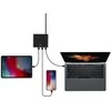 UNIQ laidinis įkroviklis HUB Surge 90W juodos spalvos 2xUSB Quick Charge 3.0 + 2xUSB-C PD 3.0 (LITHOS Collective)