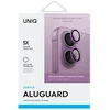 UNIQ Optix Aliuminio Camera Lens Protector Apple iPhone 16 6.1″ /16 Plus 6.7″ grape rožinės spalvos szkło na objektyvas