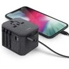 UNIQ Voyage World įkroviklio adapteris 33W + 2xUSB + PD 18W + QC 3.0 anglies pilkas (LITHOS kolekcija)