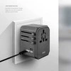 UNIQ Voyage World įkroviklio adapteris 33W + 2xUSB + PD 18W + QC 3.0 anglies pilkas (LITHOS kolekcija)
