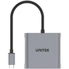 UNITEK V1404A vaizdo kabelio adapteris 0,15 m C tipo USB 2 x DisplayPort Pilka