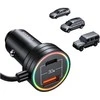 USAMS automobilinis įkroviklis 2xUSB-C 1xUSB-A C33 60W with spring cable Fast Charge juodas CC167CC01 (US-CC167)