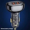 USAMS automobilinis įkroviklis 2xUSB+1xUSB-C 125W Fast Charge transparent mėlynas CC158CC02 (US-CC158)