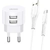 USAMS laidinis įkroviklis2xUSB T20 2,1A microUSB baltos spalvos round Fast Charging XTXLOGT18MC05