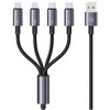 USAMS Kabelis 4in1 2xUSB-C/Lightning/MicroU SB 15W 1,2m aliuminio lydinio duomenų kabelis Sufeng Series SJ739USB101 (US-SJ739)