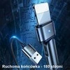 USAMS Braided Rotating Kabelis U60 2A Lightning juodos spalvos 1m SJ476USB01 (US-SJ476)