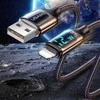 USAMS Braided Kabelis U78 Lightning 1.2m LED 2.4A Fast Charging sidabrinis juodos spalvos SJ543USB02 (US-SJ543)