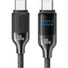 USAMS Kabelis USB-C į USB-C 100W 1,2m Skaitmeninis Ekranas Cinko lydinio greito įkrovimo duomenų kabelis HX Series SJ742USB01 (US-SJ742)