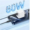 USAMS USB-C į USB-C Kabelis 60W 1mFast Charging YD Series juodos spalvos SJ711USB01(US-SJ711)