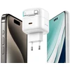 USAMS įkroviklis 1xUSB-C su ištraukiamu USB-C laidu (tik antgalis) PD+QC 35W Gan greitas įkrovimas baltos spalvos