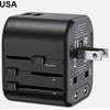 USAMS laidinis įkroviklis 2xUSB T55 12W 4in1 US/AU/EU/UK juodos spalvos CC173TC01 (US-CC173) Univesal Travel Charger