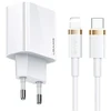 USAMS Laidinis įkroviklis 1xUSB-C T34 20W 5V-3A PD3.0 + U63 cable USB-C to Lightning 20W baltos spalvos (T49)