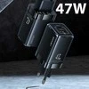 USAMS Laidinis įkroviklis T41 USB-C + USB GaN 47W PD + QC (only head) Fast Charging juodos spalvos CC137TC01 (US-CC1