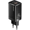 USAMS Laidinis įkroviklis T41 USB-C + USB GaN 47W PD + QC (only head) Fast Charging juodos spalvos CC137TC01 (US-CC1