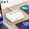 USAMS maitinimo lizdas 65W Super Si greito įkrovimo USB prailgintuvas, ES baltos spalvos CC160TC01 (US-CC160)
