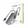 USB-A šakotuvas Wozinsky WHS080YSS 4 x USB-A 3.0 su atskirais jungikliais, aliuminis, su 30 cm laidu · pilka