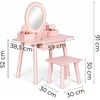 Ecotoys Rožinis medinis vaikų tualetinis staliukas su veidrodžiu