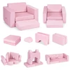 Vaikiškas modulinis fotelis „pasidaryk pats“, 8 minkštos pagalvėlės, sulankstomas – rožinis ECOTOYS