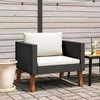 Vienvietė sodo sofa su pagalvėlėmis, juoda, poliratanas