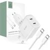 Wall Charger PD 20W 2x USB-C + Cable USB-C – USB-C Tech-Protect C20W baltas