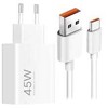 Xiaomi MDY-17-EF USB-A 45W kelioninis įkroviklis + kabelis USB-C 6A baltos spalvos (Bulk pakuotė)