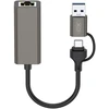 XO adapteris HUB HUB018 2in1 USB-USB-C – RJ45 pilkas