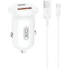 XO automobilinis įkroviklis CC69 PD 30W QC 1x USB 1x USB-C baltas + laidas USB – USB-C