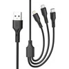 XO kabelis NB230 3w1 USB - Lightning + USB-C + microUSB 1,0m 2,4A juodos spalvos